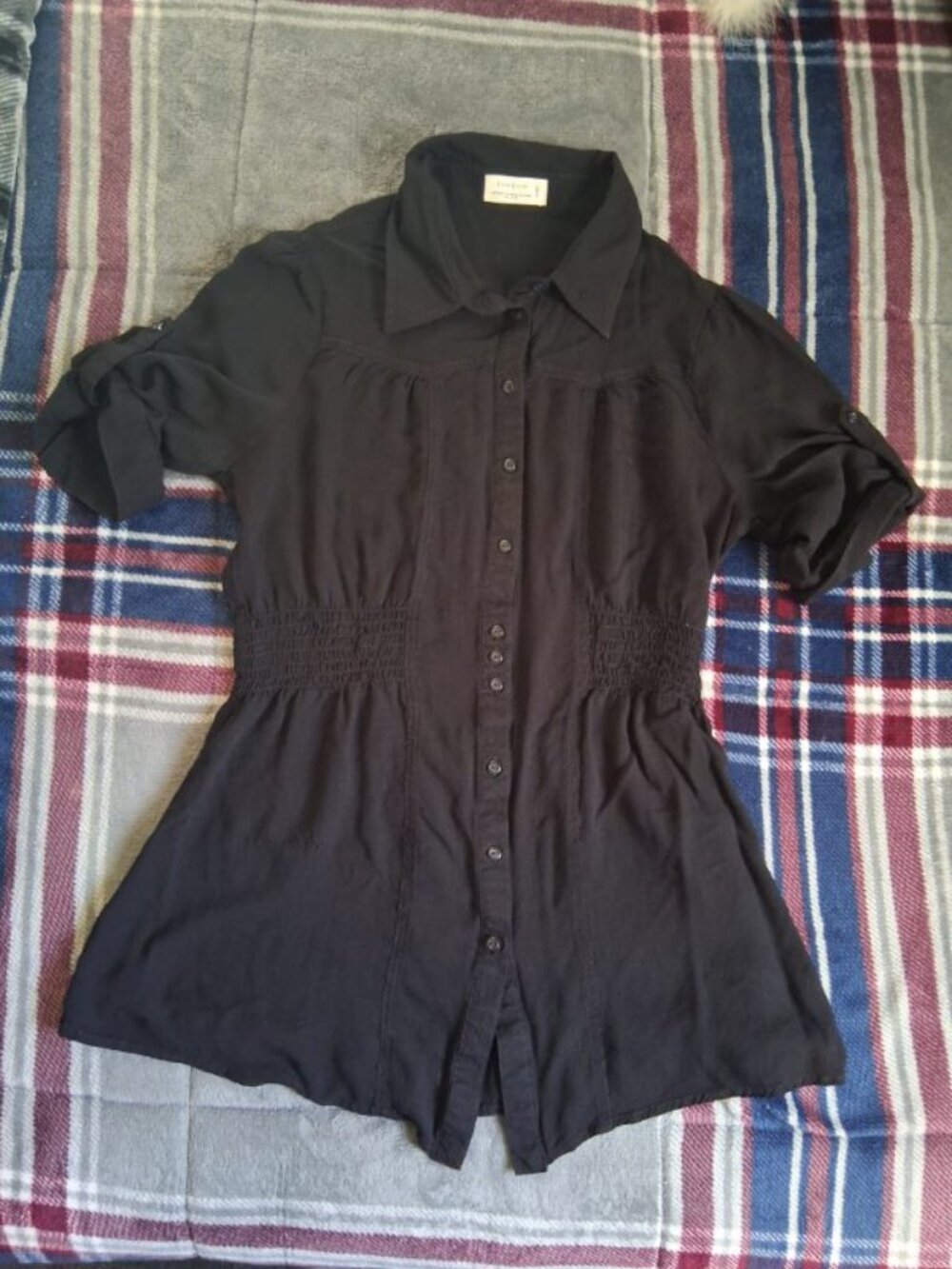 Women's Black Love Tree Button up Blouse - Picture 2 of 8